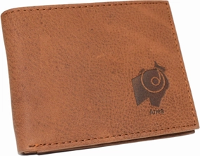 Marshal Aries Men'S Genuine Leather Bifold Trifold Rfid Blocking Wallet Zodiac Sign (Trifold) Instant Hot Deal
