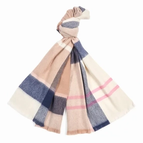 Barbour Womens Rosefield Tartan Scarf Pink / Hessian Instant Savings Deal