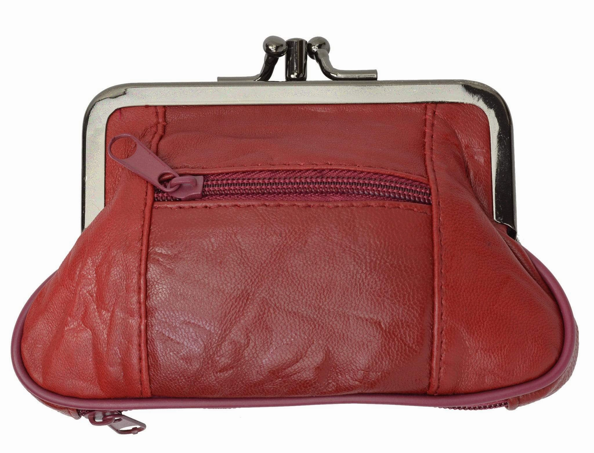 Genuine Leather Change Purse With Zipper Bottom Compartment Y062 (C) Flash Deal Today Daily Deal Frenzy
