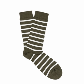 Hot Offer Inside Sunspel Cotton Socks Seaweed / Ecru Breton Stripe