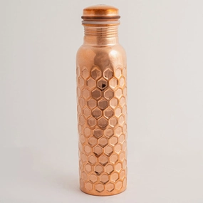 Copper Water Bottle 950Ml - Diamond Hammered Finish Flash Sale Alert Now