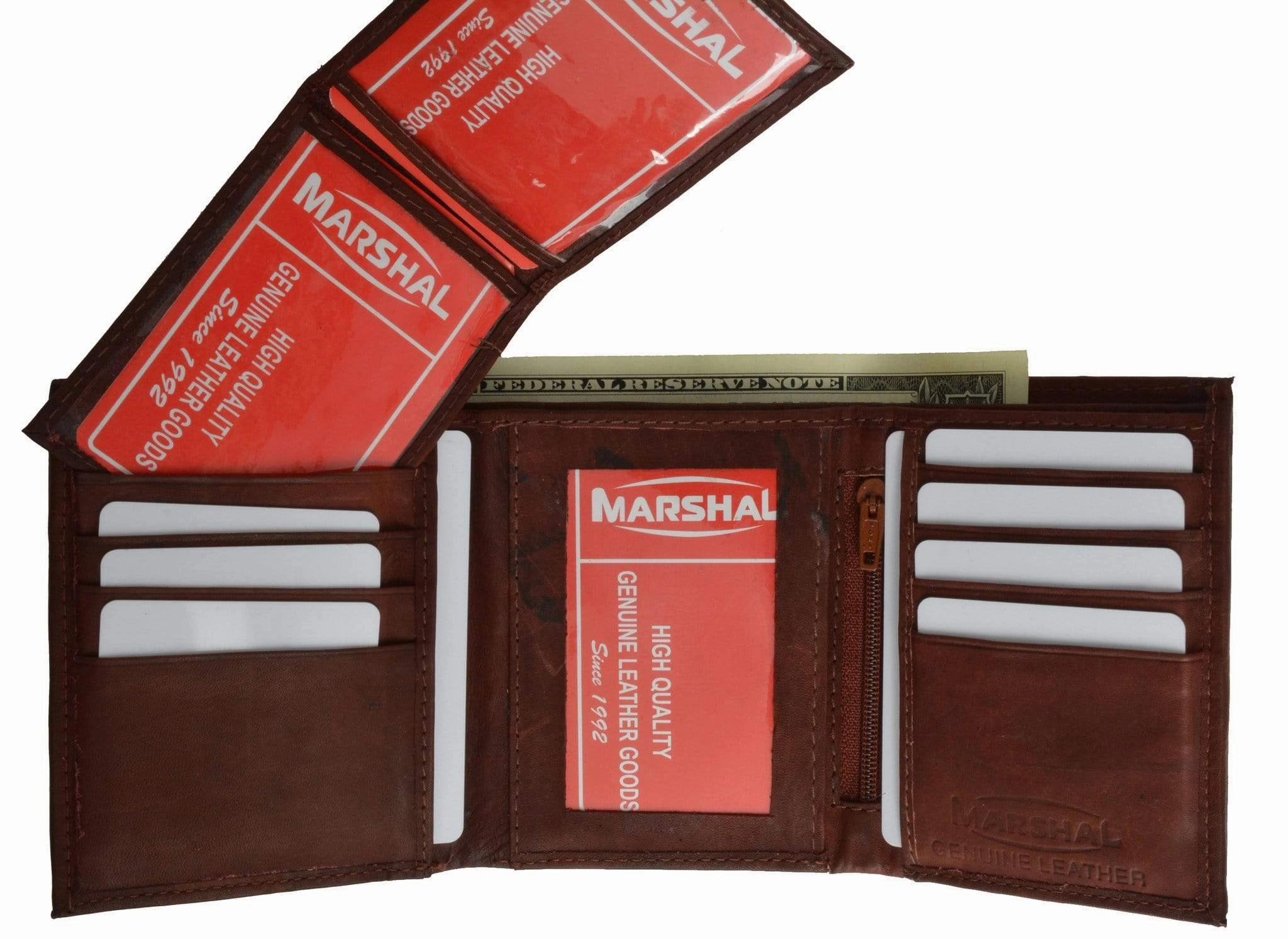 Limited Offer Alert Cowhide Leather Extra Capacity Trifold Wallet With Detachable Id Flap 1455 Cf