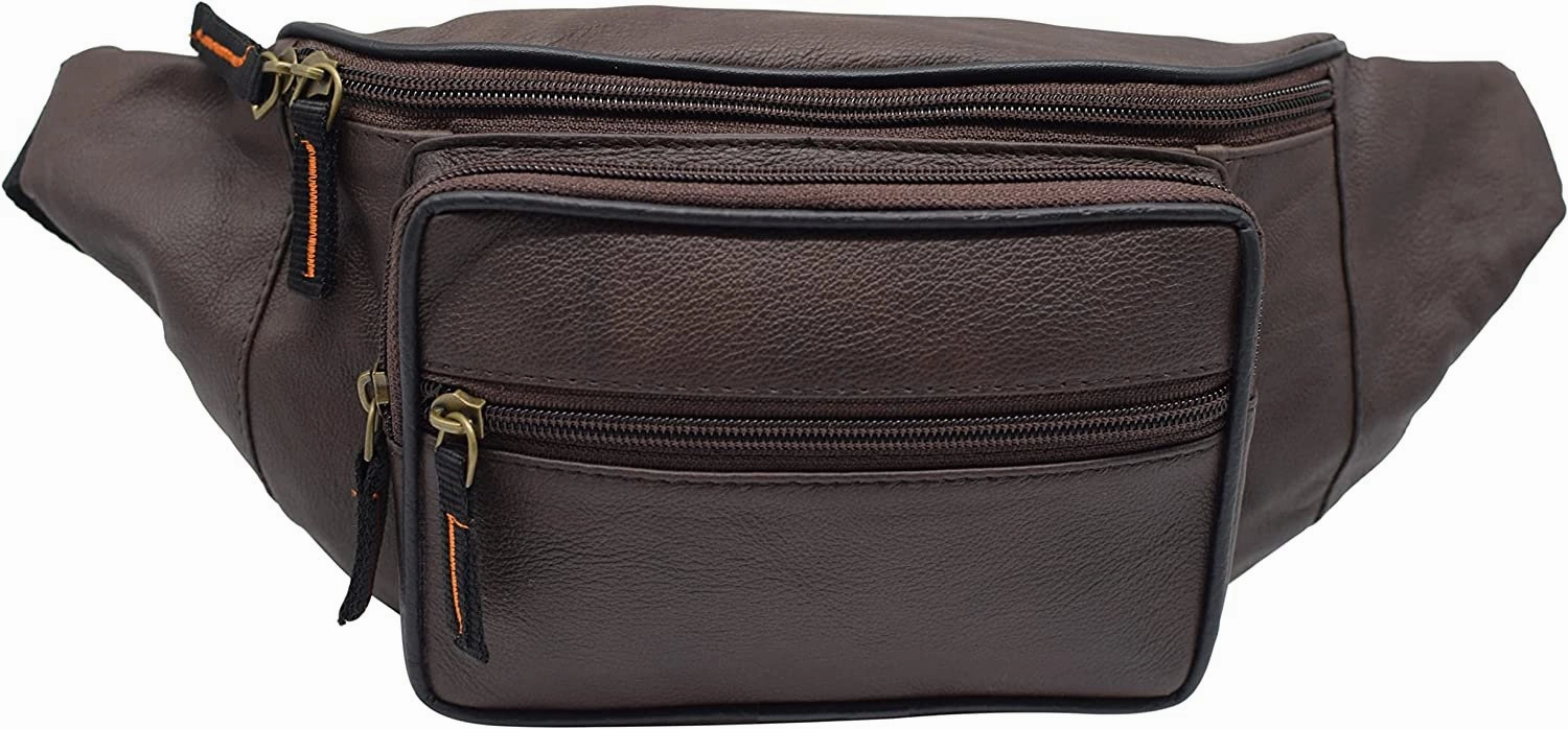 Hot Picks Today Best Seller Deal Cowhide Leather Fanny Pack Waist Bag Multifunction Hip Bum Bag Travel Pouch