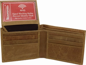 Cowhide Leather Mens Rfid Blocking Flap Up Id Window Bifold Tan Wallet For Men Hot Savings Alert Todays Best Deal