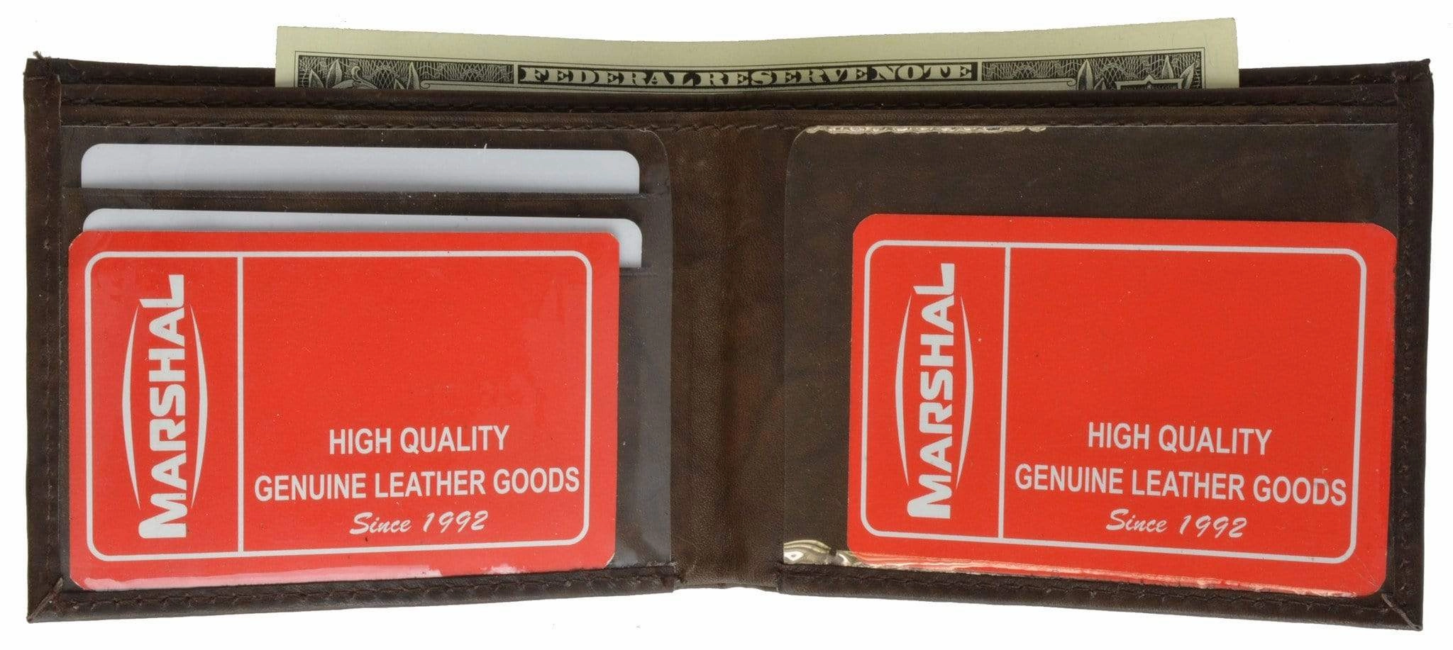 Cowhide Leather Slim Bifold Wallet With Id Window And Credit Card Sleeves 1310 Cf Big Hot Sale