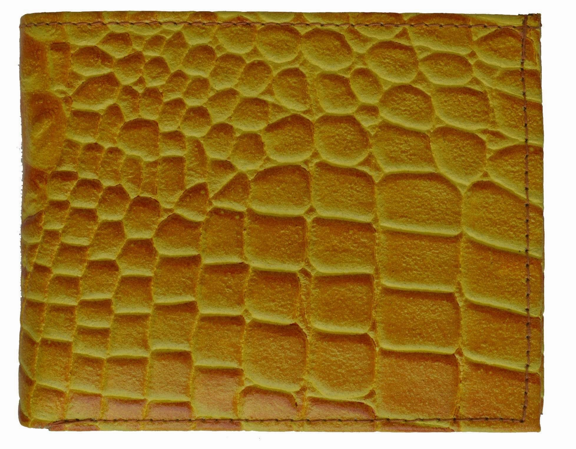 Crocodile Print Cowhide Leather Bifold Wallet With Center Id Window & Credit Card Slots 71152 Cr MustHave Deal