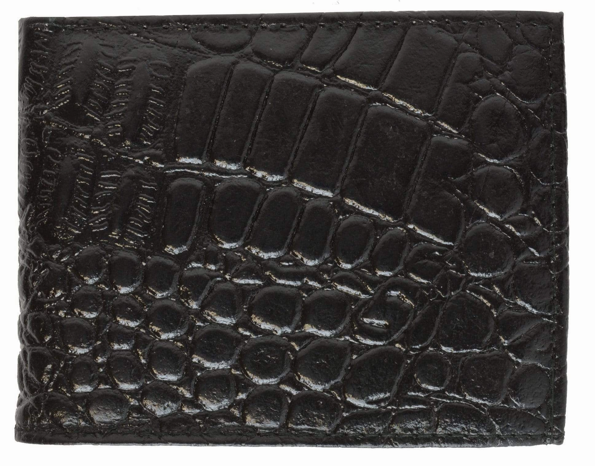 Crocodile Print Cowhide Leather Bifold Wallet With Center Id Window & Credit Card Slots 71152 Cr Exclusive Savings Event