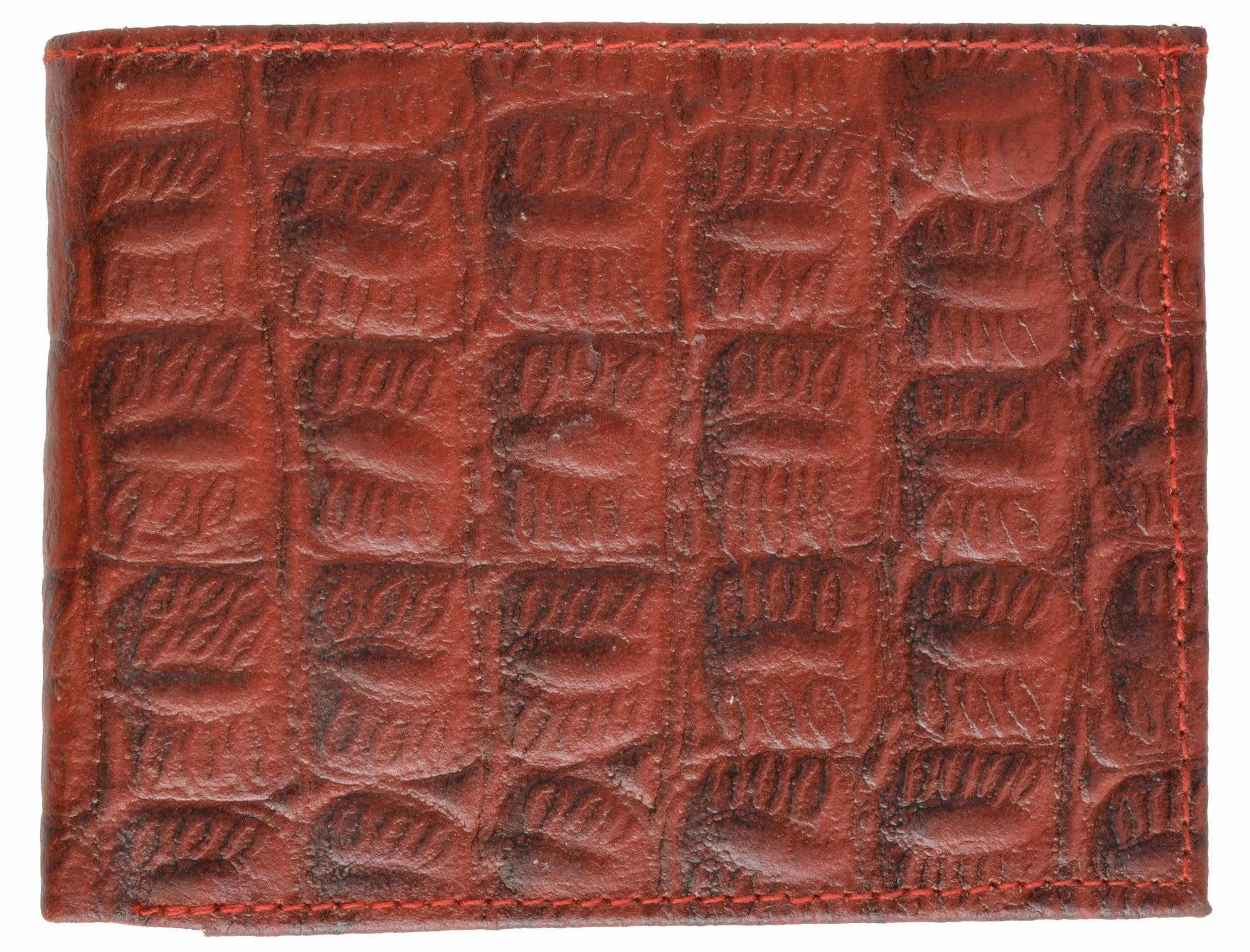 Hot Sale Alert Crocodile Print Cowhide Leather Bifold Wallet With Center Id Window & Credit Card Slots 71152 Cr