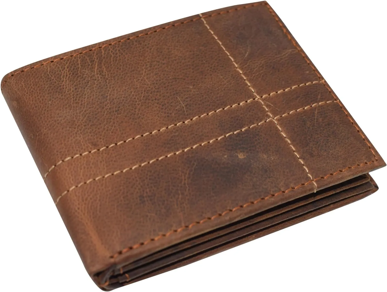 Shop Grab Now Flash Offer Today Cazoro Large Bifold Double Id Window Wallet Rfid Blocking Vintage Leather Wallets For Men (Brown)