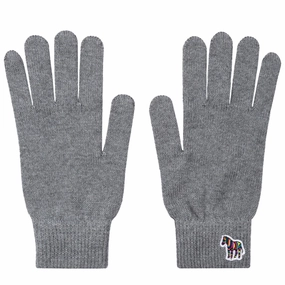 Clearance Sale Paul Smith Zebra Logo Wool Gloves Grey