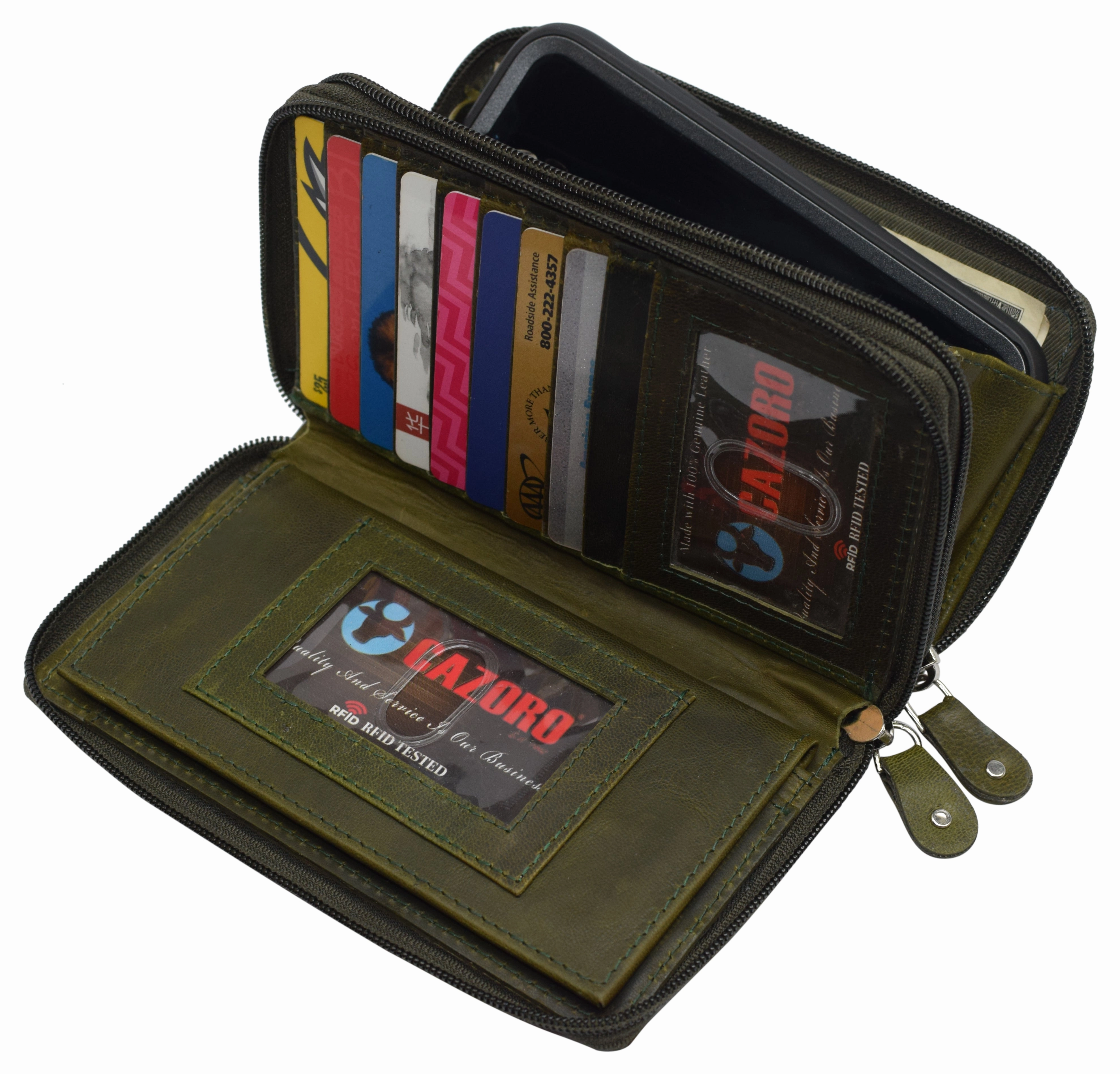 Shop Smart Save Rfid Blocking Cellphone Wallet For Women Dual Zipper Long Purse With Removable Checkbook Holder