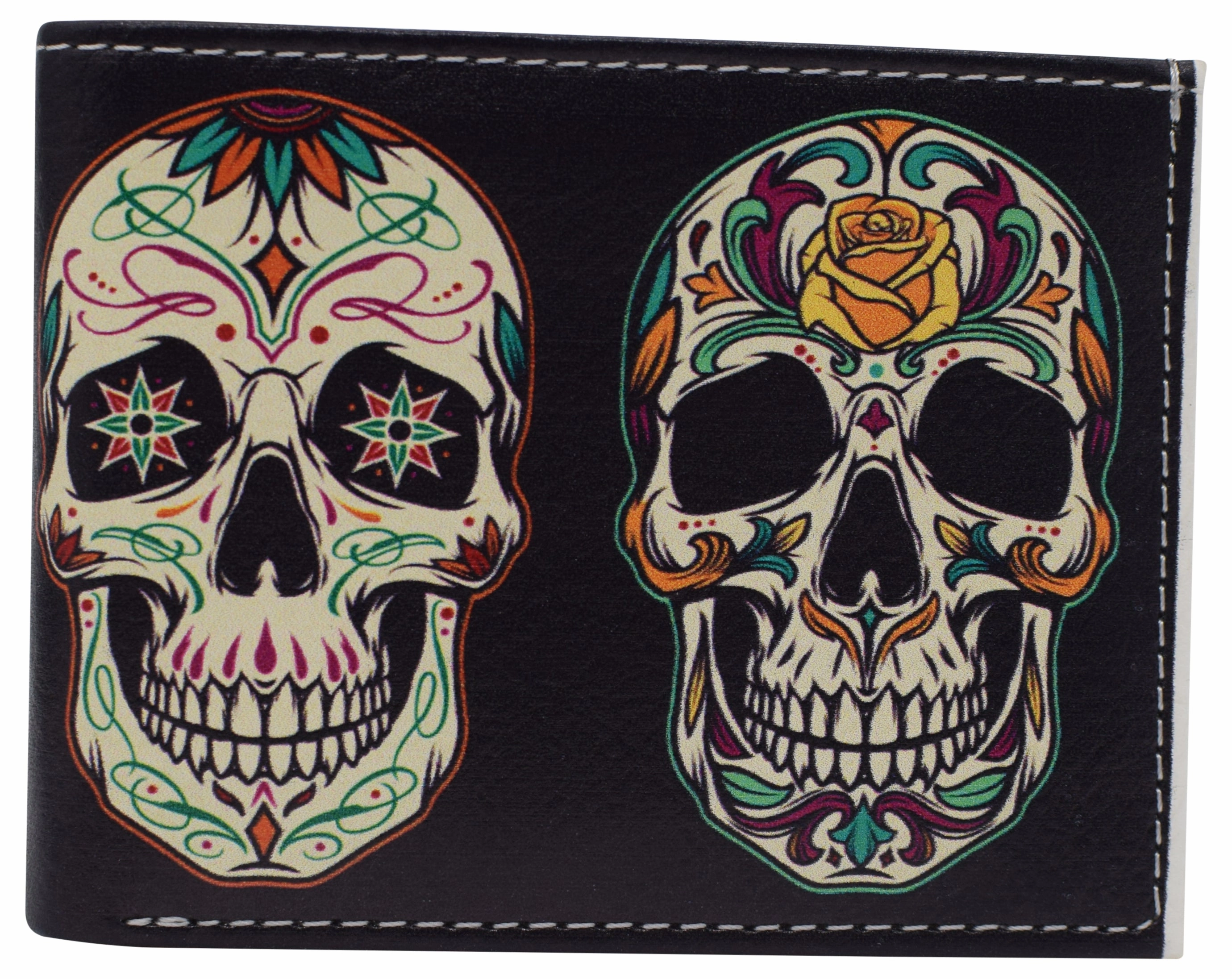Rfid Blocking Genuine Leather Printed Theme Bifold Wallets With Gift Box For Men Surprise Discount Today