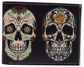 Rfid Blocking Genuine Leather Printed Theme Bifold Wallets With Gift Box For Men Surprise Discount Today