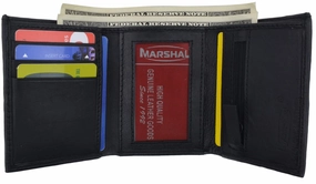 Shop Hot Deals Big Clearance Event Trifold Leather Wallet W/ Zippered Pockets & Id Window 1655