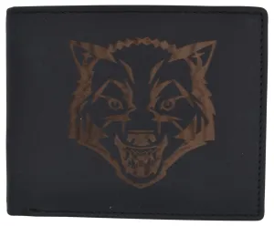 Hot Clearance Now Mens Wolf Logo Rfid Blocking Genuine Leather Card Id Bifold Wallet
