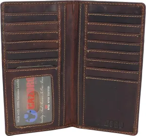 Limited Offer Alert Rfid Blocking Slim Long Bifold Vintage Leather Id Credit Card Holder Long Wallet