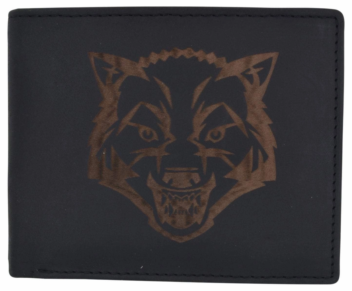 Hot Clearance Now Mens Wolf Logo Rfid Blocking Genuine Leather Card Id Bifold Wallet