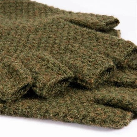 Dents Tuckstitch Half-Finger Knitted Gloves - Green Limited Stock Alert