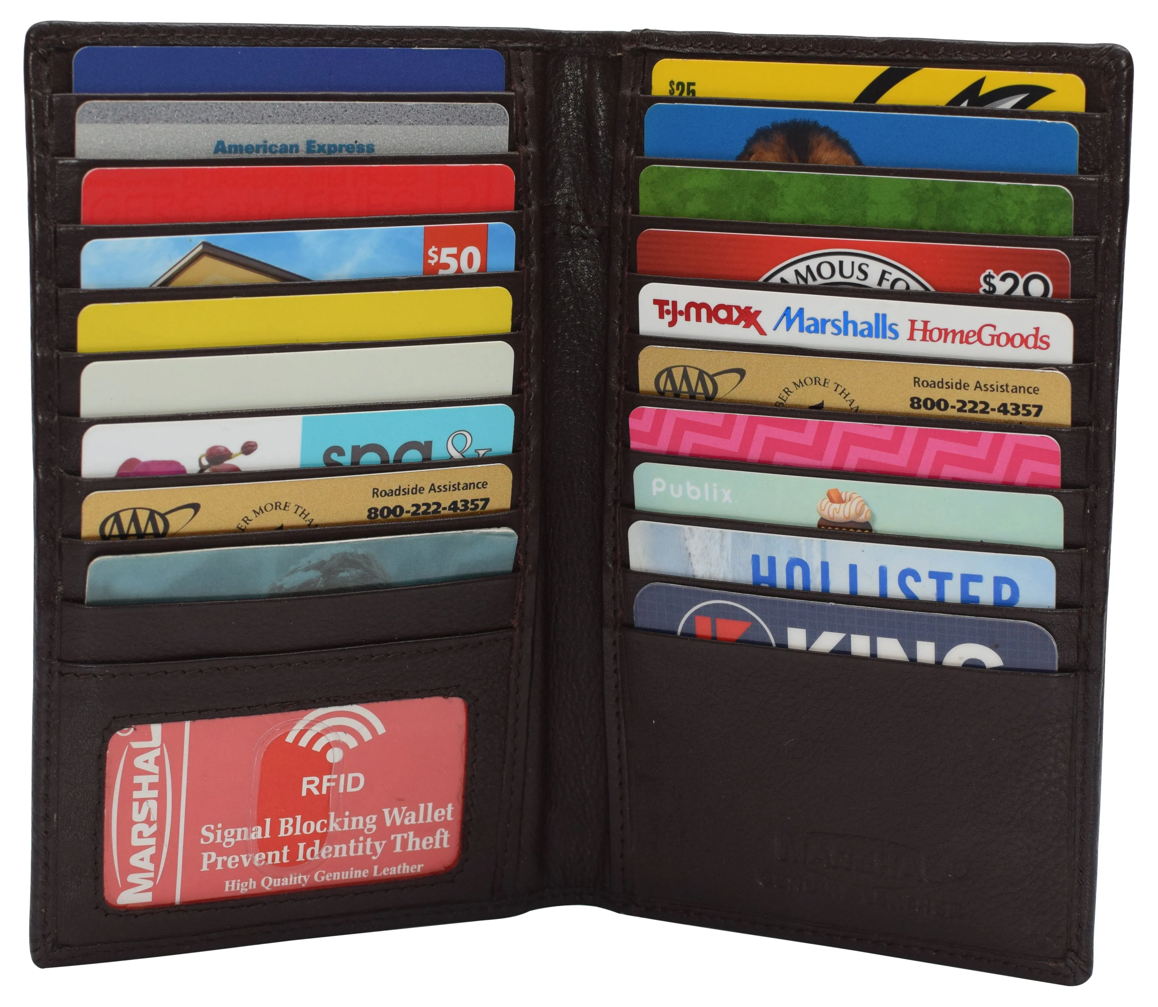 Genuine Leather Mens Long Id 19 Credit Card Security Wallet Rfid Blocking Shop Save Big