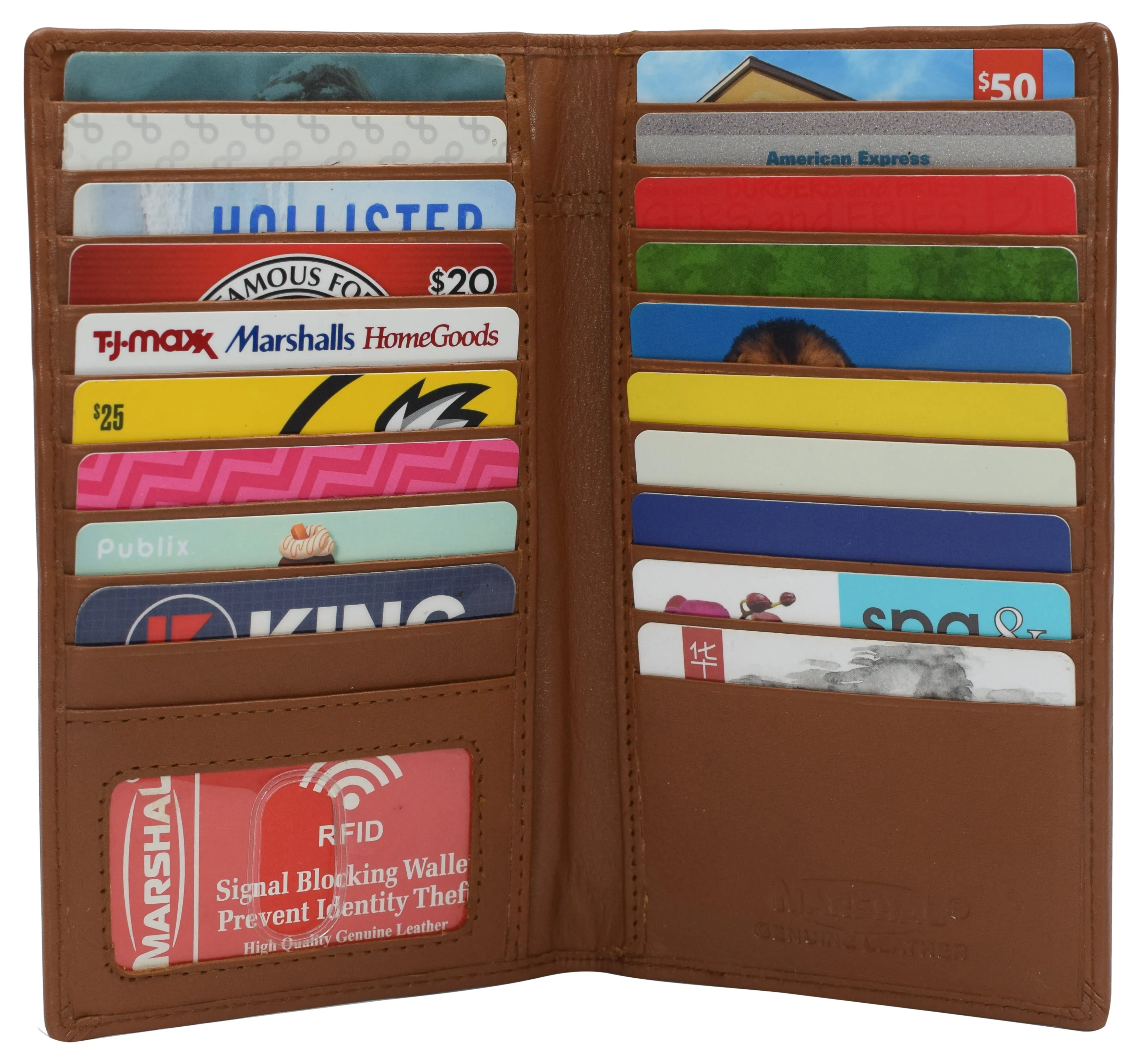 Genuine Leather Mens Long Id 19 Credit Card Security Wallet Rfid Blocking Special Deals Online Todays Steal