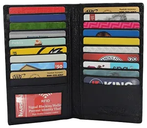 Dont Wait Save Today Genuine Leather Mens Long Id 19 Credit Card Security Wallet Rfid Blocking