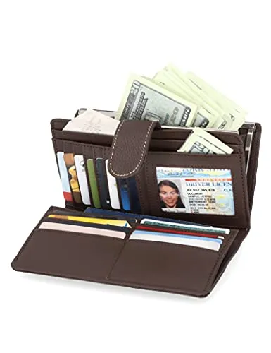 Genuine Leather Wallets For Women- Embossed Accordion Clutch Rfid Wallet With Id Window Today Only Hot Pick Flash Pick Today