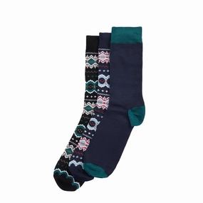 Barbour Fair Isle Sock Gift Box Blue Granite/Green Loch Exclusive Deal Inside