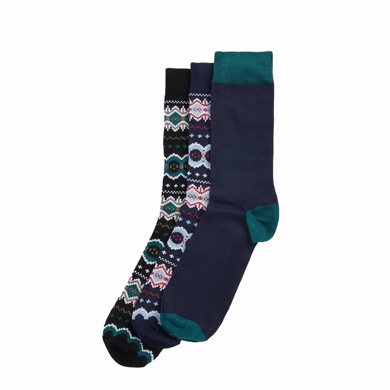Barbour Fair Isle Sock Gift Box Blue Granite/Green Loch Exclusive Deal Inside