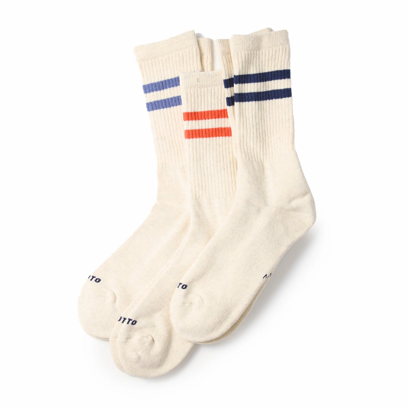 Save Big Today Rototo Classic Athletic 3 Pack Crew Socks Navy / Light Blue / Red