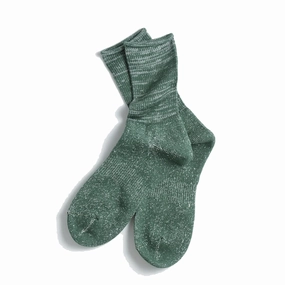 Rototo Washi Pile Crew Sock Dark Green Special Offer Inside