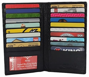 Dont Wait Save Today Genuine Leather Mens Long Id 19 Credit Card Security Wallet Rfid Blocking