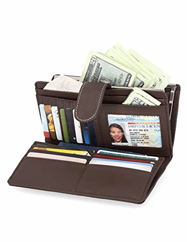 Genuine Leather Wallets For Women- Embossed Accordion Clutch Rfid Wallet With Id Window Today Only Hot Pick Flash Pick Today