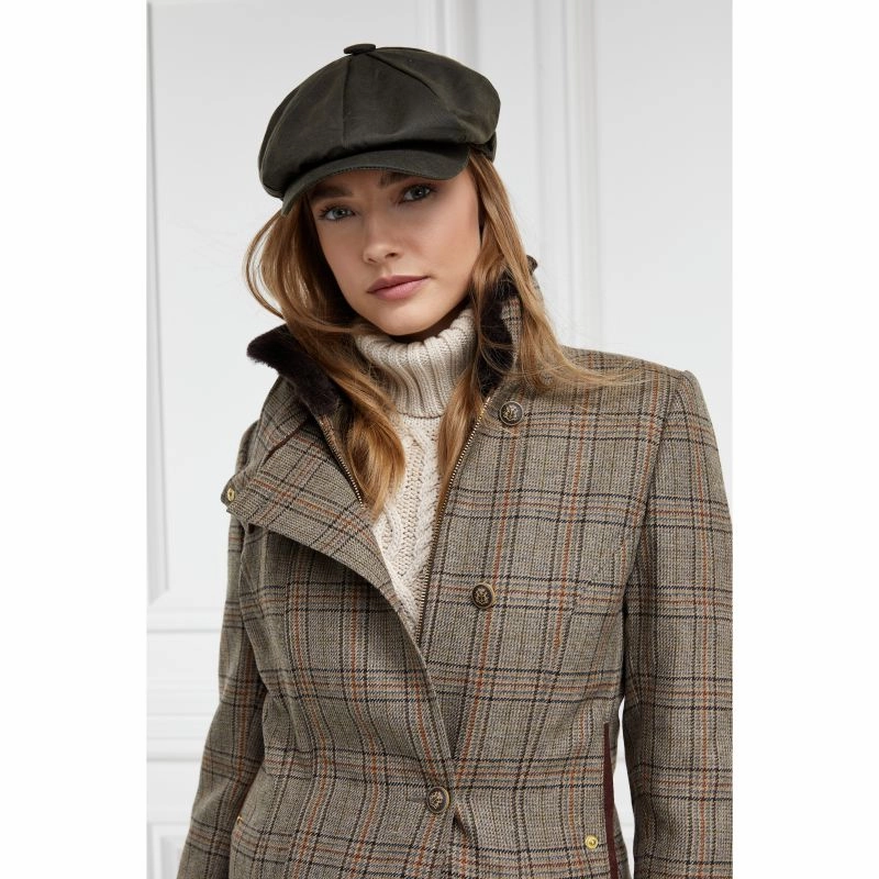 Holland Cooper Baker Boy Ladies Cap - Green Wax Shop Grab Offer