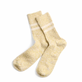 Rototo Womens Two Stripe Sock Light Yellow Save More Now