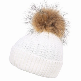 Hot Offer Event Online Exclusive Offer Luxury Ladies Wool Fur Pom Pom Hat - White