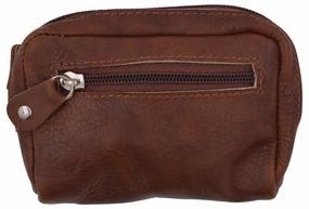 Women'S Leather Zippered Small Coin Change Purse With 2 Key Ring Holders Exclusive Savings Event