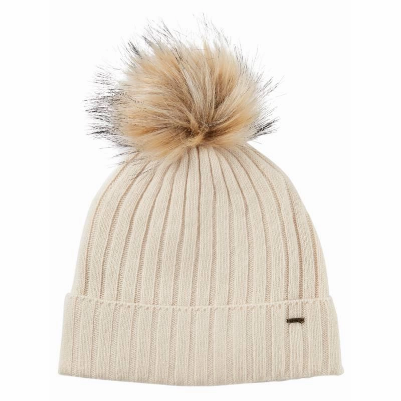 Big Sale Today Shop Now Save Dubarry Curlew Ladies Faux Fur Bobble Hat - Chalk