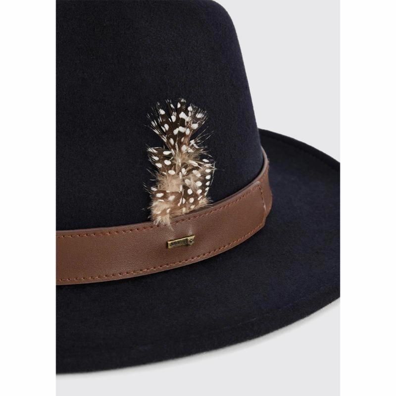 Dubarry Gallagher Ladies Felt Fedora Hat - Navy Hot Clearance Now Special Online Offer