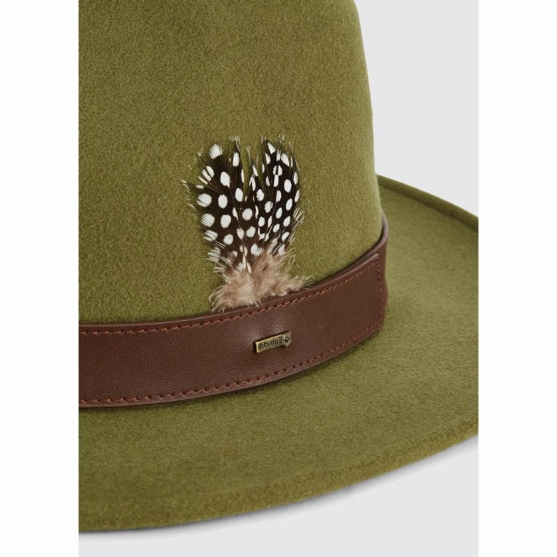 Dubarry Gallagher Ladies Felt Fedora Hat - Olive Last Chance Offer