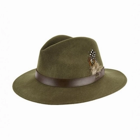 Dubarry Gallagher Ladies Felt Fedora Hat - Olive Grab Save Today Clearance Steal Today