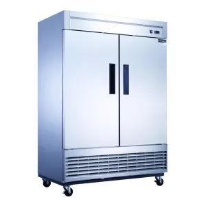 Dukers - D55F, Commercial 55" 2 Solid Door Reach-In Freezer Stainless Steel 40.74 cu.ft.