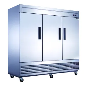 Dukers - D83F, Commercial 83" 3 Solid Door Reach-In Freezer stainless steel 64.80 cu.ft.