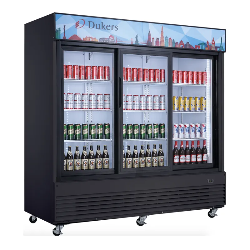 Dukers - DSM-68SR, Commercial 3 Glass Door Merchandiser Refrigerator 69cu,ft, NSF
