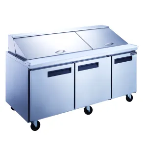 Dukers - DSP72-30M-S3, Commercial 72" 30 Pan Salad, Sandwich Food Prep Table Refrigerator Mega Top 17.58 cu. ft.