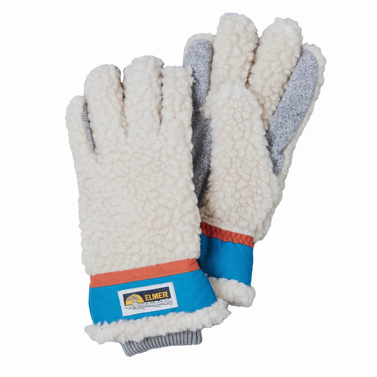 Elmer Gloves Wool Pile 5 Finger Glove Beige / Blue MustShop Sale