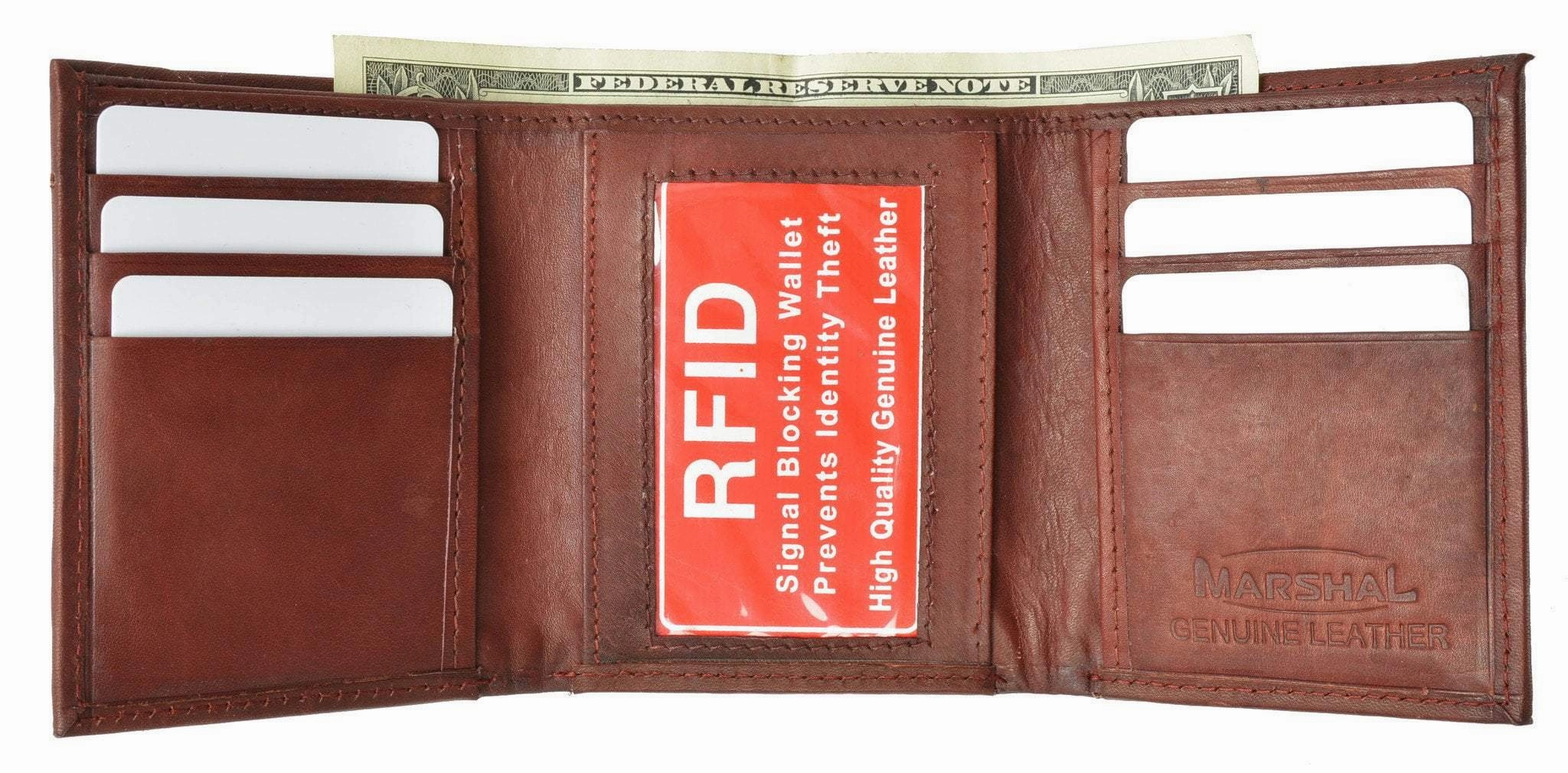 New Mens Trifold Leather Wallet Rfid Blocking Rfid 55 (C) Instant Savings Inside Dont Wait Save