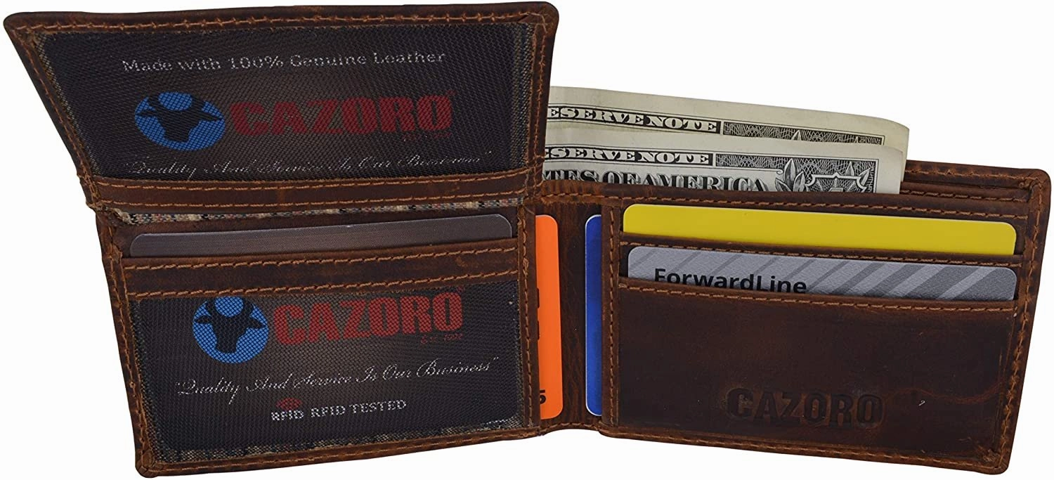 New Small Mens Rfid Vintage Leather Bifold Slim Credit Card Id Wallet By Cazoro Price Slash Today Instant Savings Inside