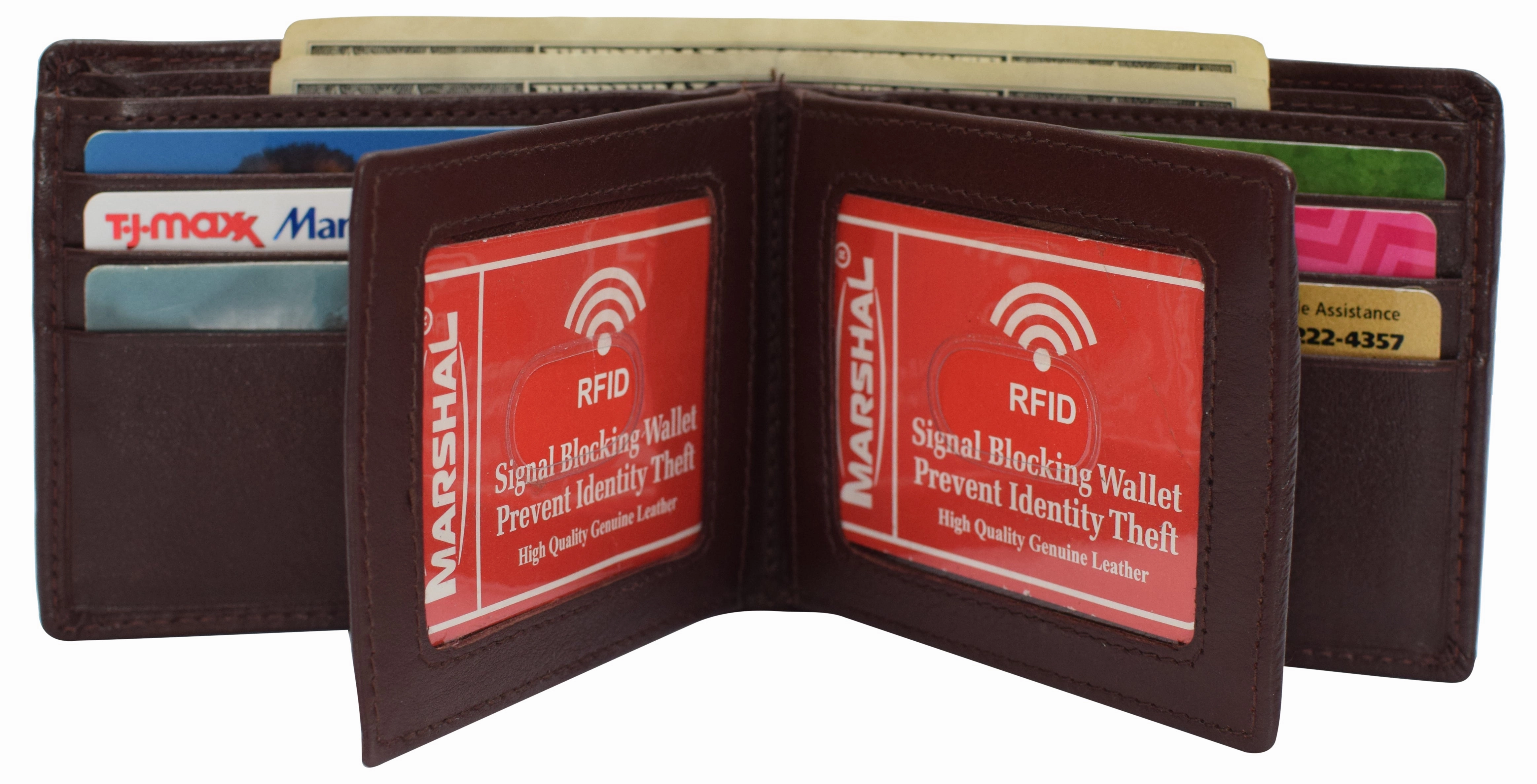 Last Chance Steal Dont Miss This Steal Rfid Blocking Men'S Bifold Leather Wallet With Double Center Flap And 3 Id Windows