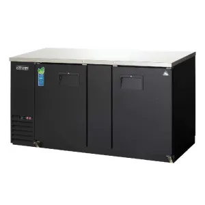 Everest - EBB69, Commercial 68" Back Bar 2 Section Beverage Cooler Solid Door Stainless Steel Work Top 24 cu.ft.