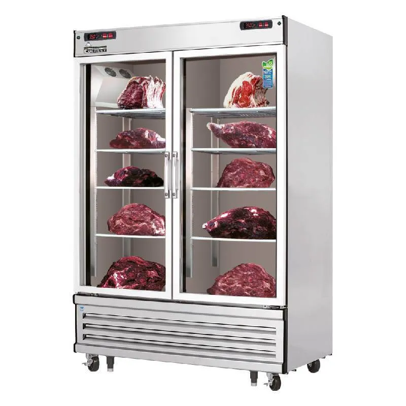 Everest - EDA2 Commercial 52" Two Glass Door Meat Aging Thawing Cabinet Refrigerator